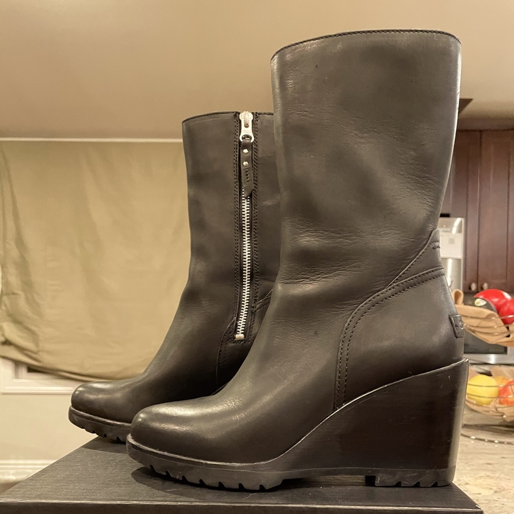 SOREL leather wedge boots